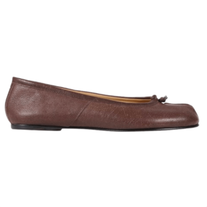 (W) Maison Margiela Tabi Leather Ballerina Shoes Nutmeg