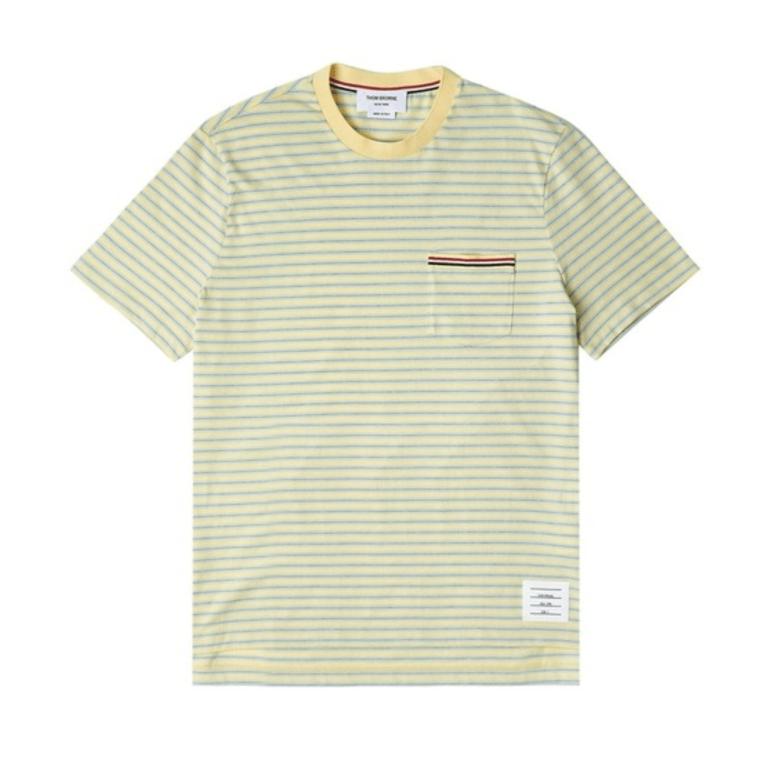 Thom Browne Yellow T-Shirt with Signature Stripe 