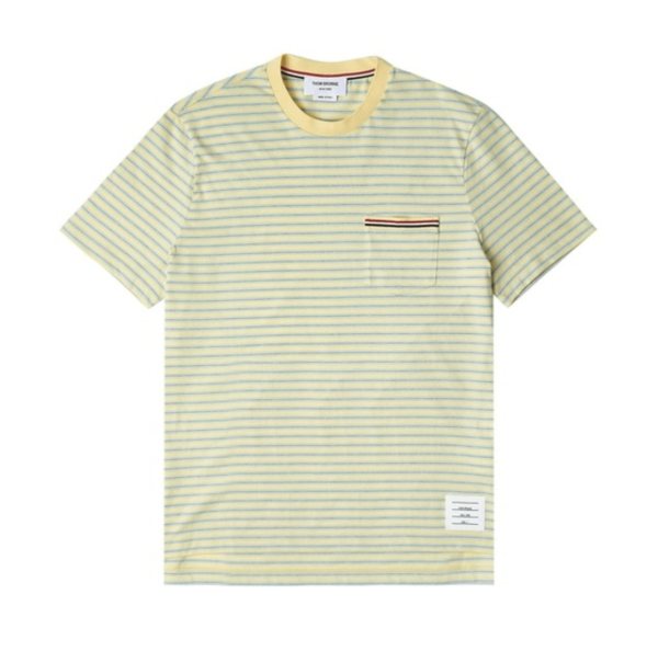 Thom Browne Yellow T-Shirt with Signature Stripe 
