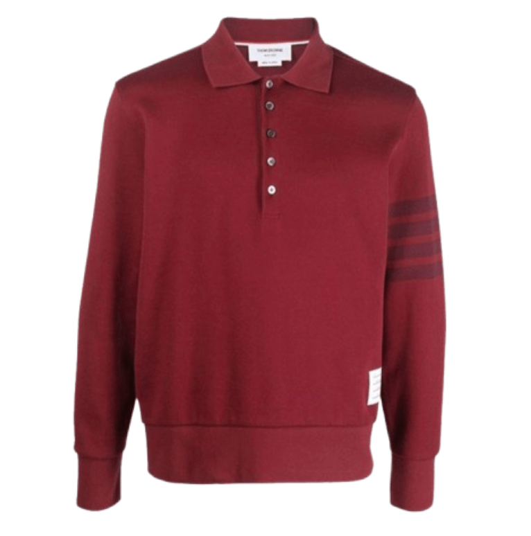 Thom Browne Navy 4-Bar Knit Polo Sweatshirt 