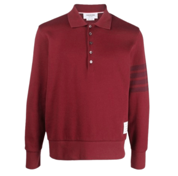 Thom Browne Navy 4-Bar Knit Polo Sweatshirt 