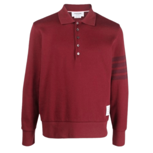 Thom Browne Navy 4-Bar Knit Polo Sweatshirt 