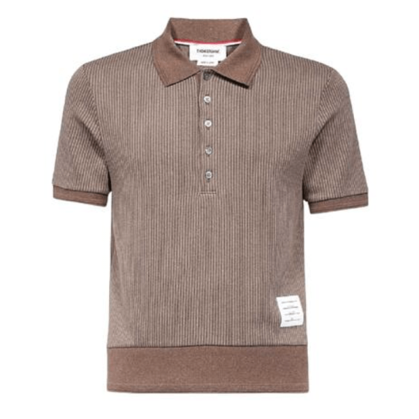 Thom Browne Stripe Brown Knit Polo 