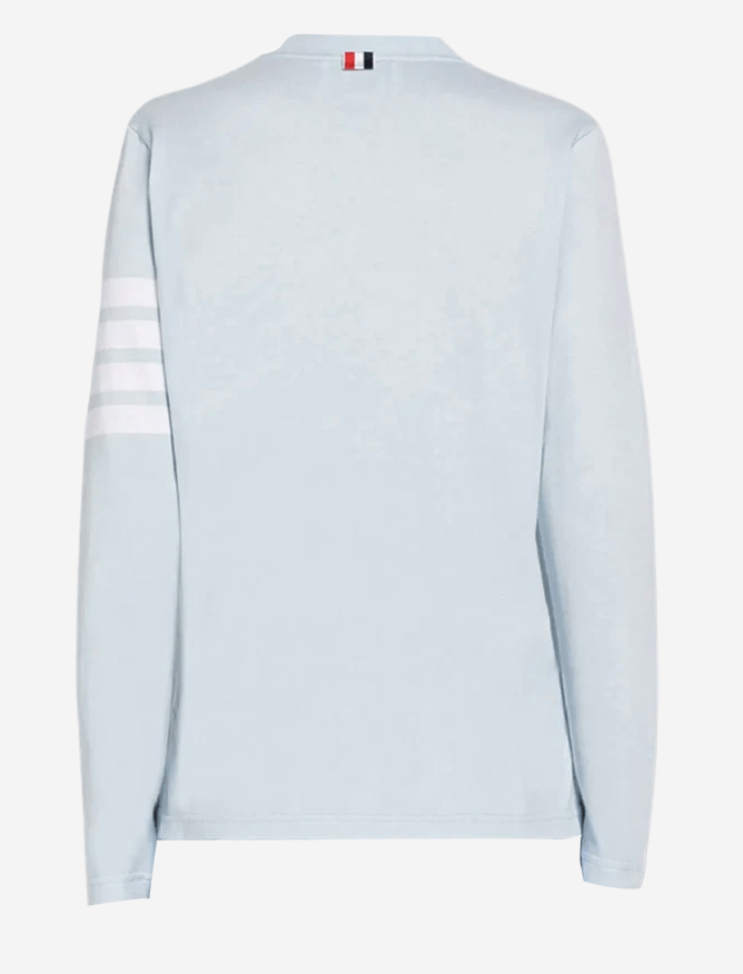 (W) Thom Browne Jersey 4-Bar Long Sleeve Shirt Light Blue