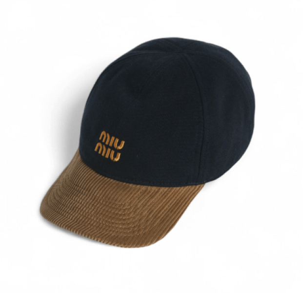 Miu Miu Denim and Corduroy Baseball Cap Navy
