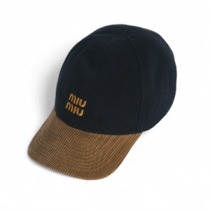 Miu Miu Denim and Corduroy Baseball Cap Navy