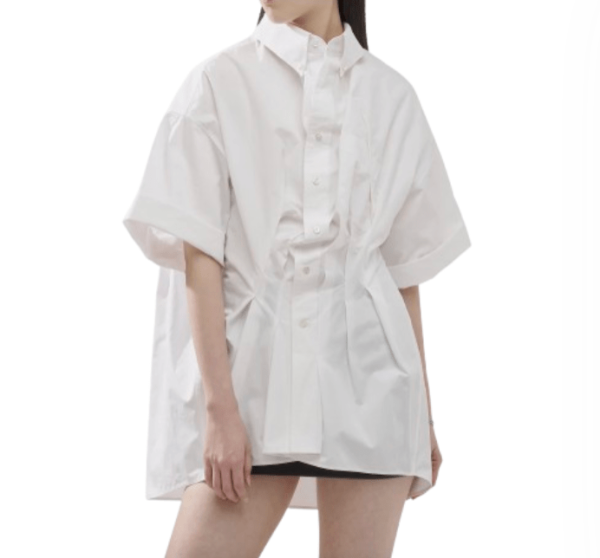 Maison Margiela Poplin Draped Half Shirt - White 
