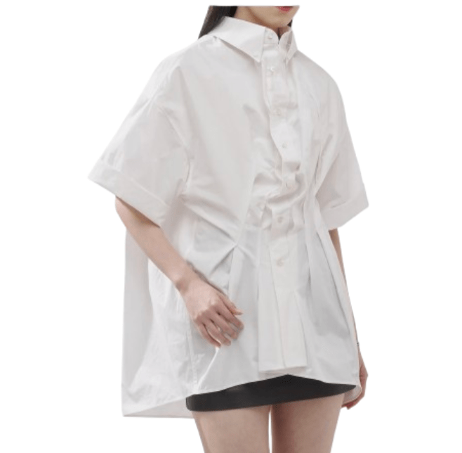 Maison Margiela Poplin Draped Half Shirt - White 