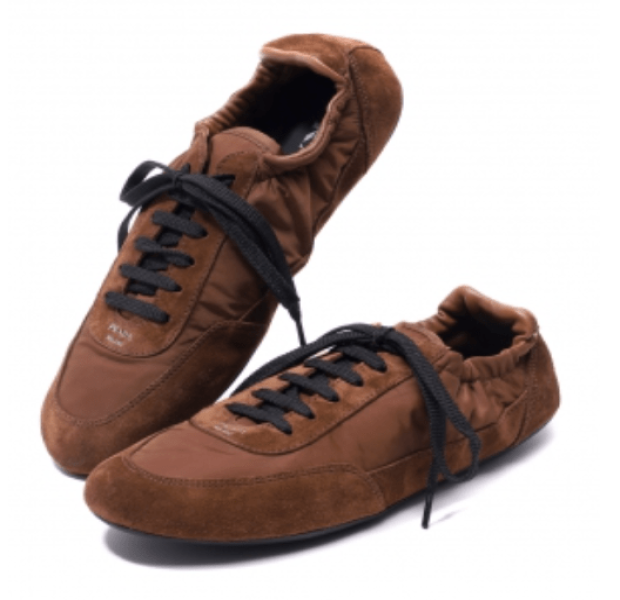 PRADA Collapsed Nylon & Suede Sneakers – 
