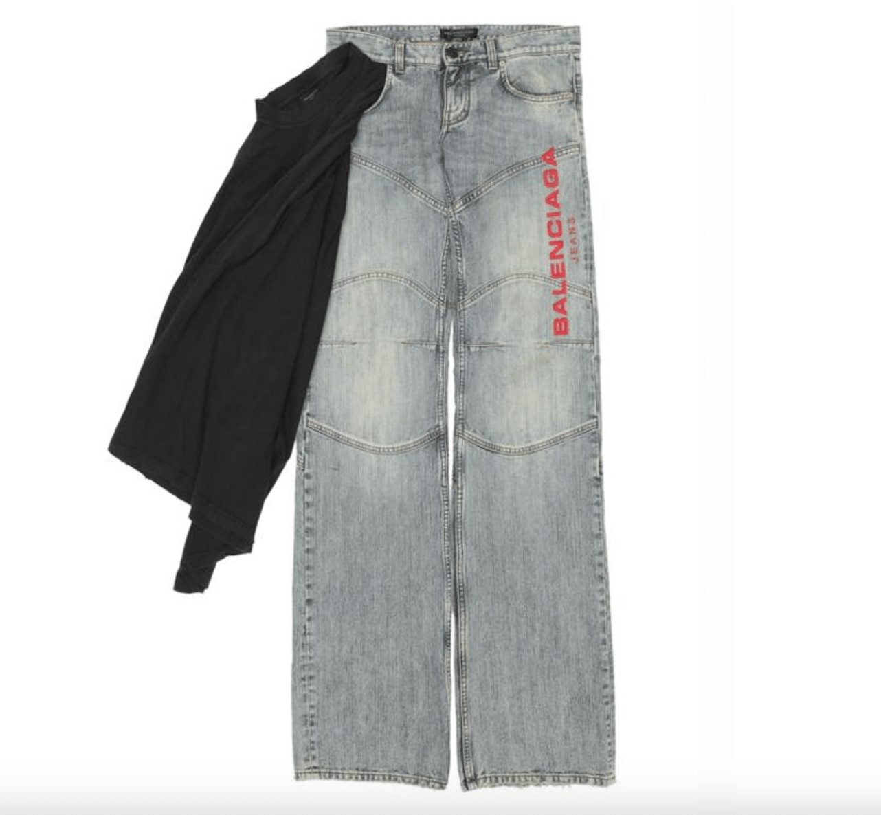 Balenciaga Layered Low Waist Denim Pants