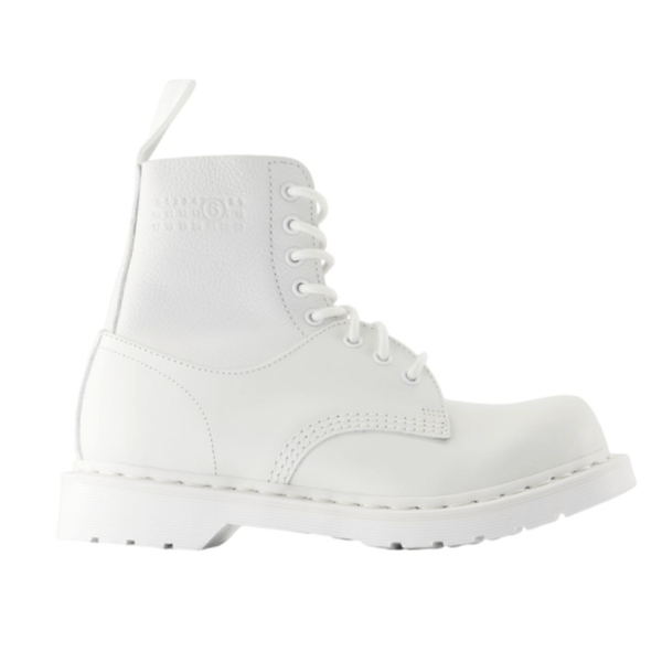 MM6 Maison Margiela White Lace-Up Boots