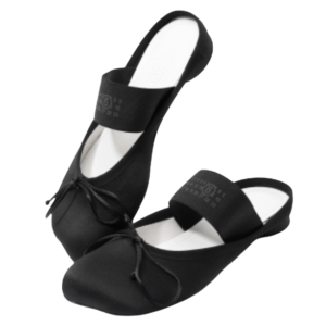 MM6 Maison Margiela Satin Ballet Mules – Black