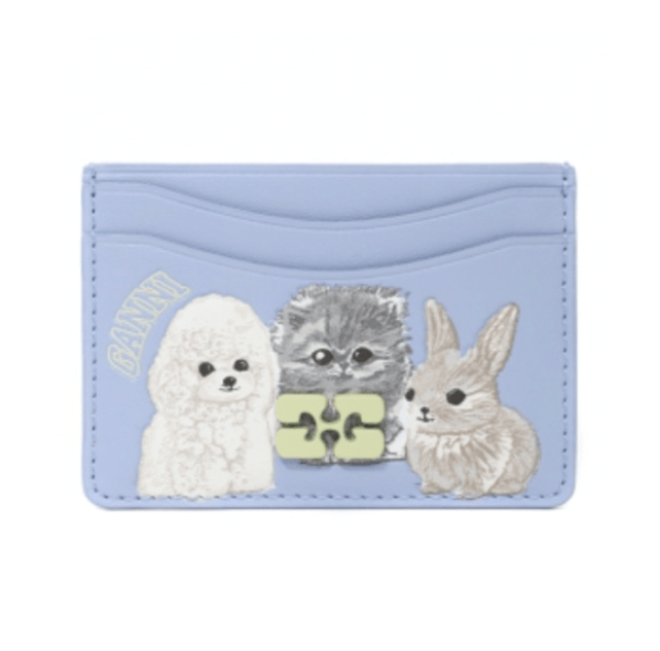 GANNI BLUE ANIMAL BOU CARD HOLDER