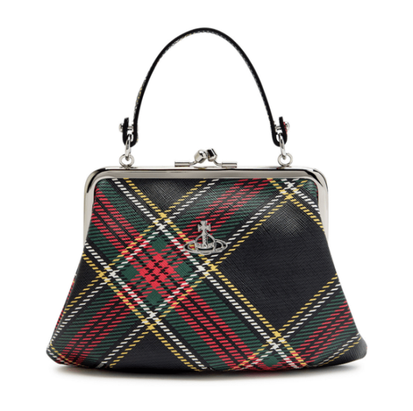 VIVIENNE WESTWOOD Granny Frame tartan faux leather top handle bag 