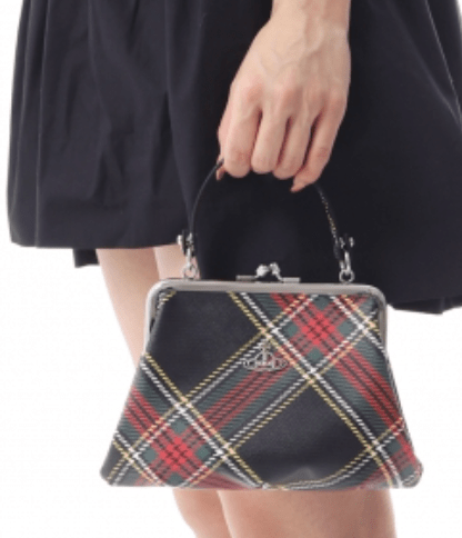 VIVIENNE WESTWOOD Granny Frame tartan faux leather top handle bag 