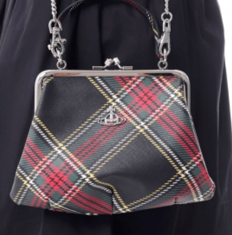 VIVIENNE WESTWOOD Granny Frame tartan faux leather top handle bag 
