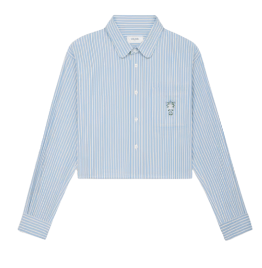 CELINE CHEMISE CROPPED COTON RAYURES HICKORY