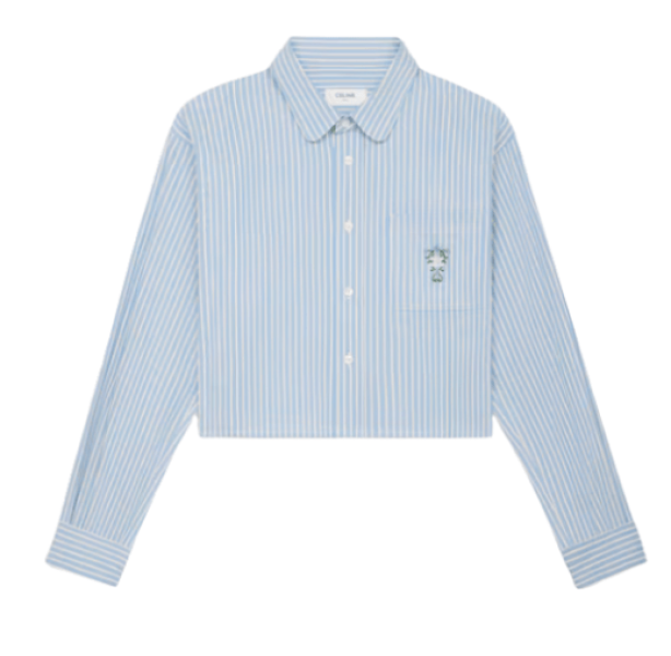 CELINE CHEMISE CROPPED COTON RAYURES HICKORY