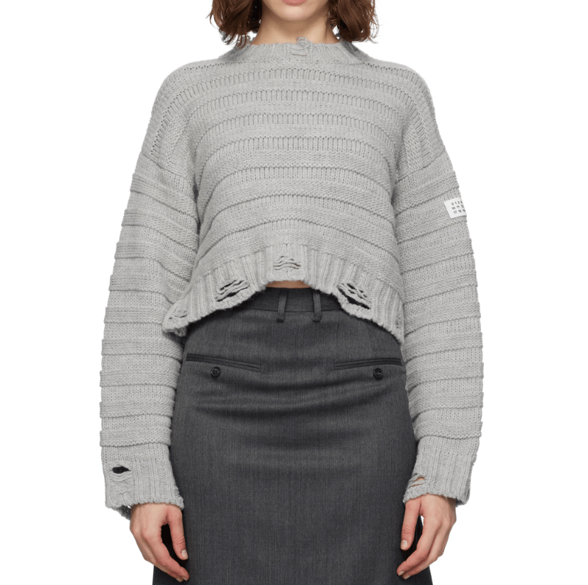 Logo applique distressed effect sweater