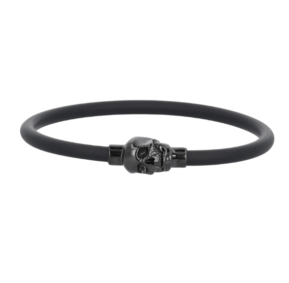 Alexander McQueen Rubber Cord Skull Bracelet Black