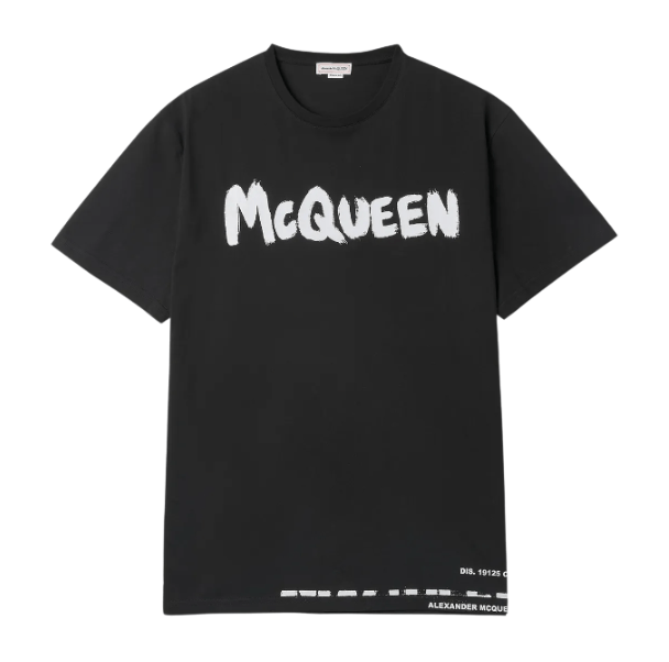 Alexander McQueen Graffiti Logo Print Short-Sleeve T-Shirt - Black