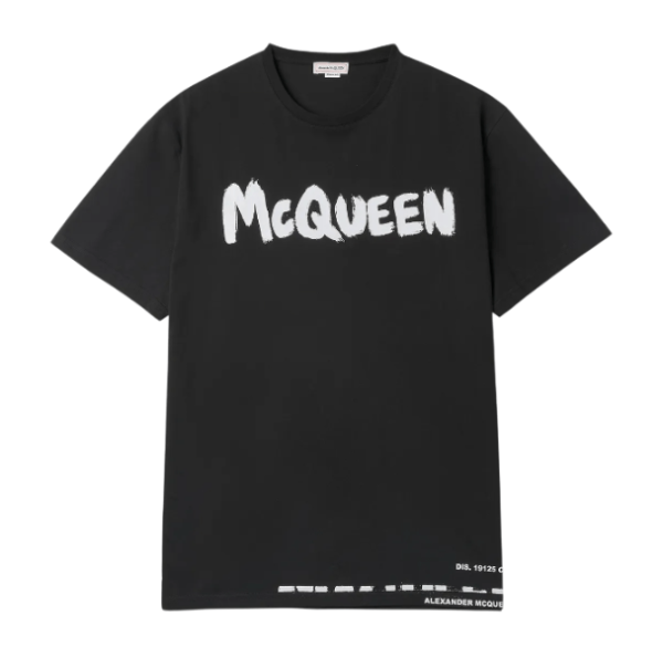 Alexander McQueen Graffiti Logo Print Short-Sleeve T-Shirt - Black
