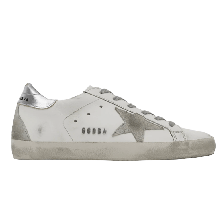 Golden Goose Superstar White Silver Heel Tab Sneakers