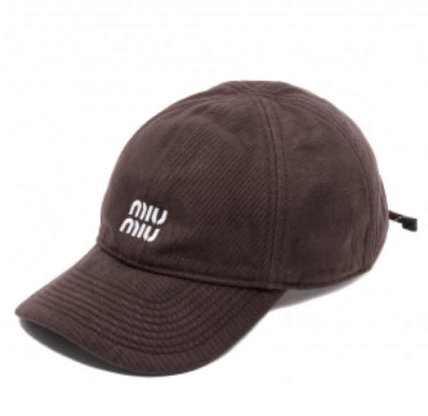 Miu Miu Amaranth/forest Green Denim Baseball Cap
