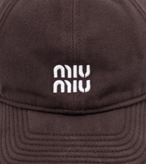 Miu Miu Amaranth/forest Green Denim Baseball Cap