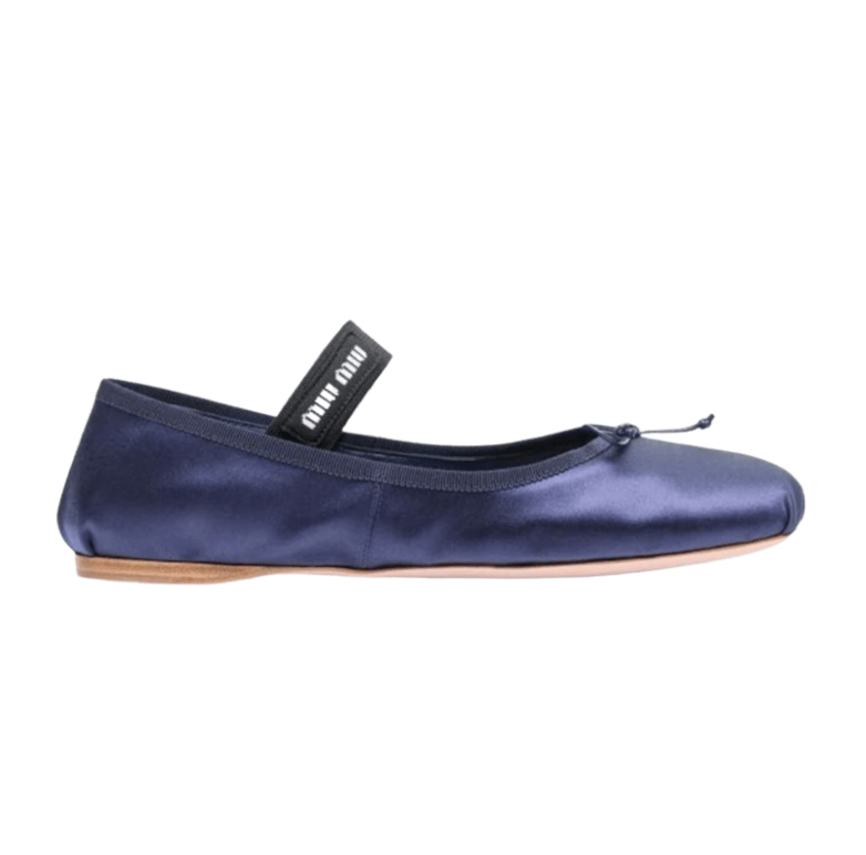 (W) Miu Miu Satin Ballerinas Blue