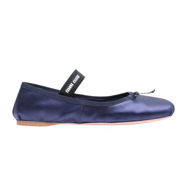 (W) Miu Miu Satin Ballerinas Blue