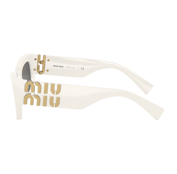 (W) Miu Miu Glimpse Sunglasses Slate Grey Lenses Chalk White Acetate