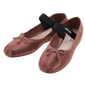 (W) Miu Miu Satin Ballerinas Cocoa Brown