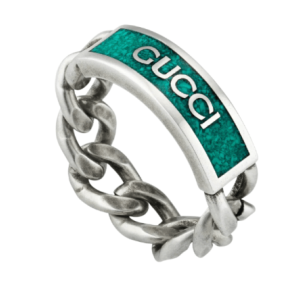 Gucci Logo Enamel Ring Silver