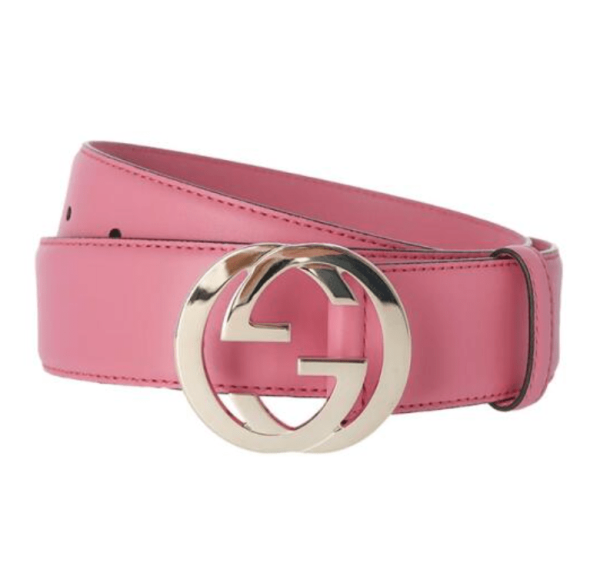 (W) Gucci Leather Moon Mod Belt Pink