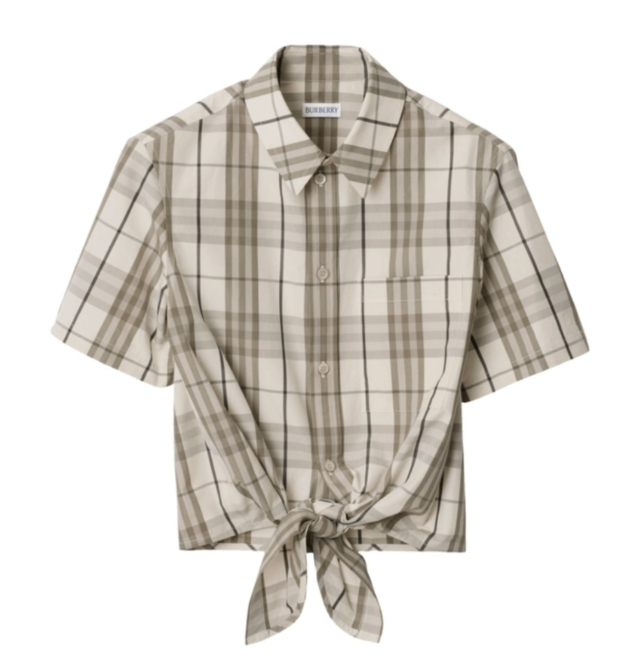 BURBERRY Tie Detail Check Pattern Shirt
