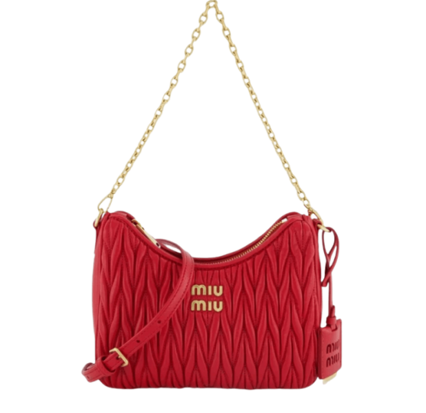 Miu Miu Matelasse Nappa Leather Shoulder Bag Red