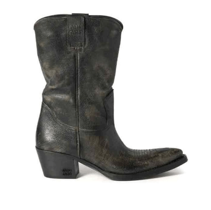 MIU MIU Logo Western Leather Boots