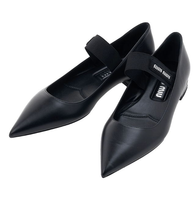 (W) Miu Miu Leather Slingback Pumps Black