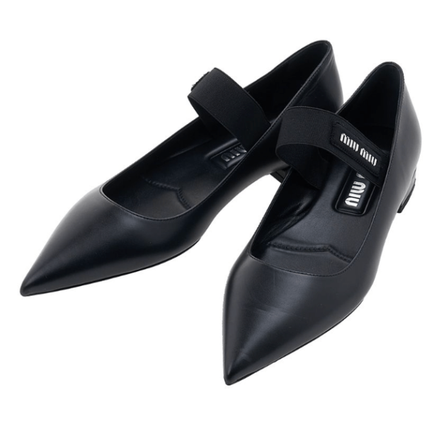 (W) Miu Miu Leather Slingback Pumps Black