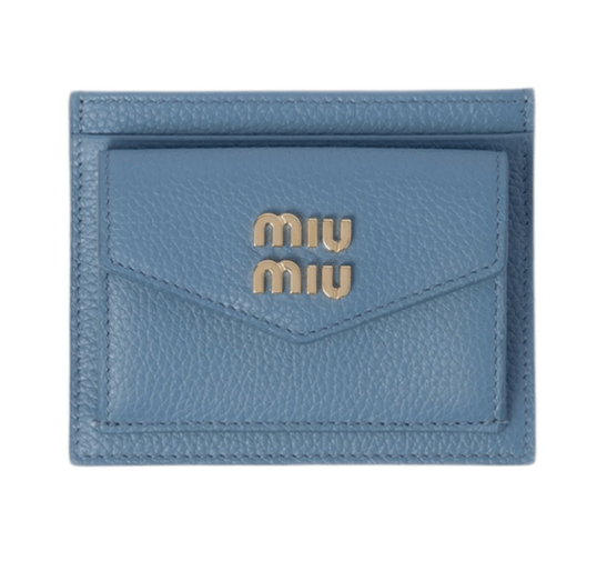 Miu Miu Leather Card Holder Astral Blue
