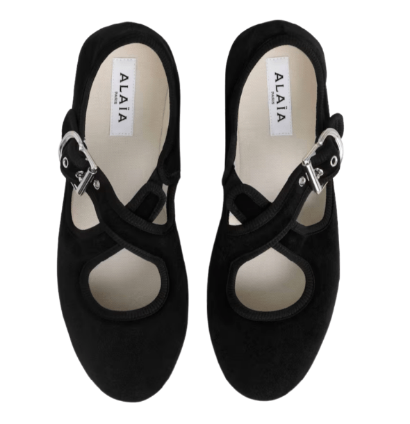 ALAÏA Criss-Cross Velvet Ballet Shoes