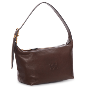 Miu Miu Logo-Embossed Leather Shoulder Bag in Brown
