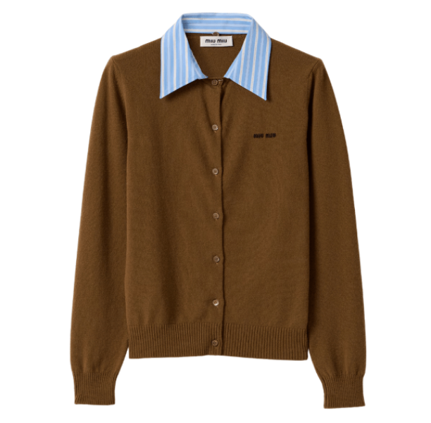 Cashmere cardigan with collar