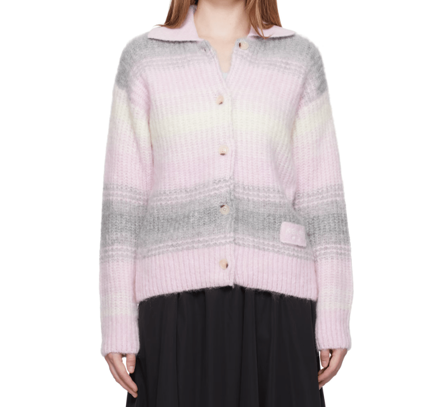 Kenzo - Pink Grey Wool Polo Cardigan