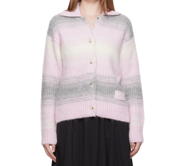 Kenzo - Pink Grey Wool Polo Cardigan