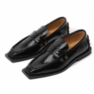 STUDDED LOAFER IN BLACK CROCO