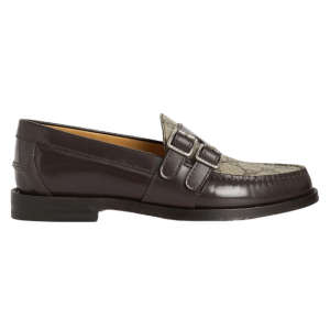 Gucci Buckle Loafer with GG Dark Brown Leather