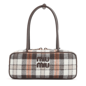 MIU MIU Bow Check Brown Tote Bag