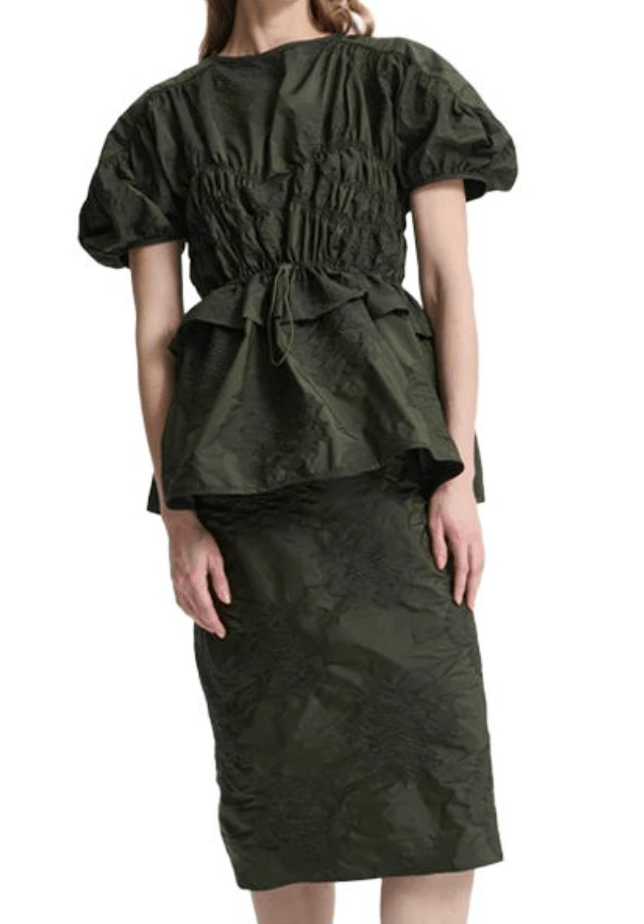 CECILIE BAHNSEN BROOKLYN Jacquard Ruching Top
